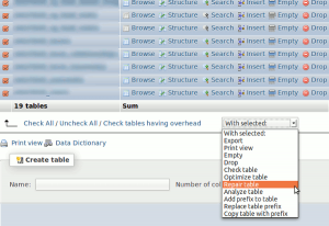 corrupted db phpmyadmin repair table